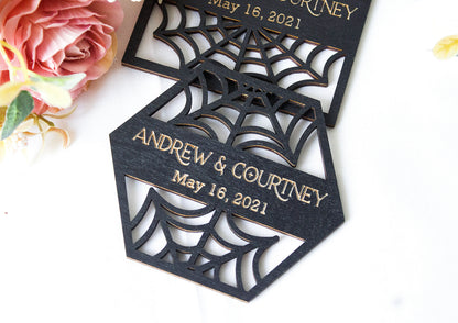 Gothic Wedding Favors Coaster, Halloween Coaster Favors for Guests in Bulk, Gothic Wedding Decor, Guests Gift