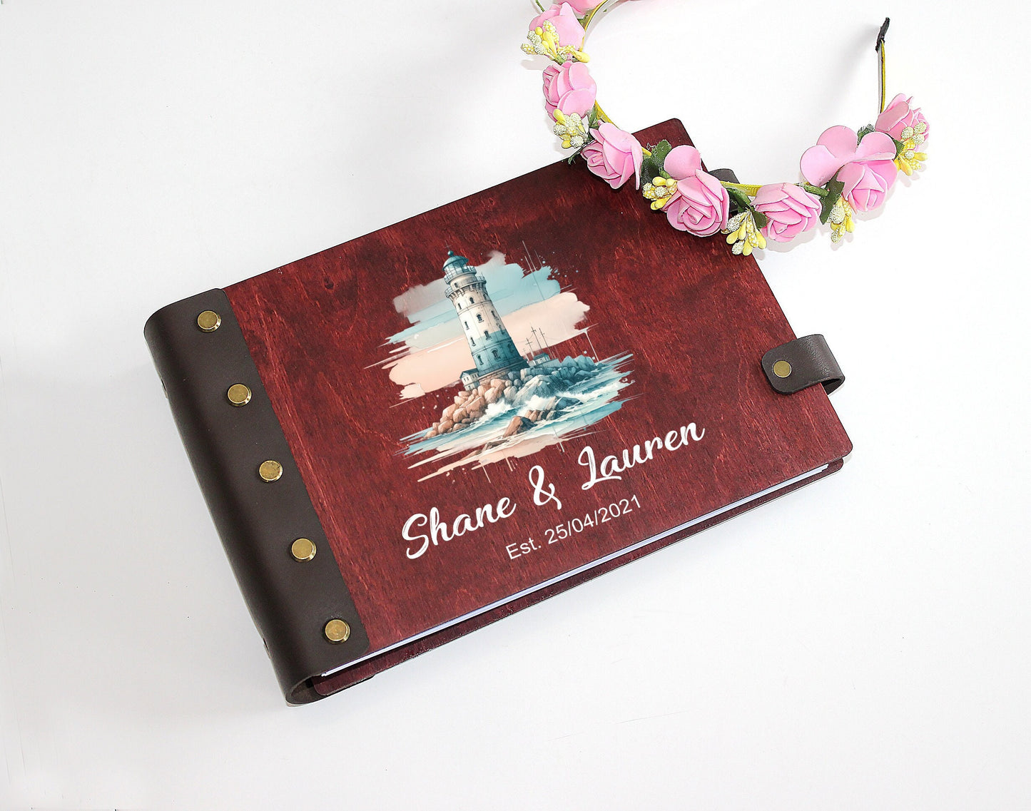 Personalized Wooden Wedding Photo Album, Anniversary Scrapbook