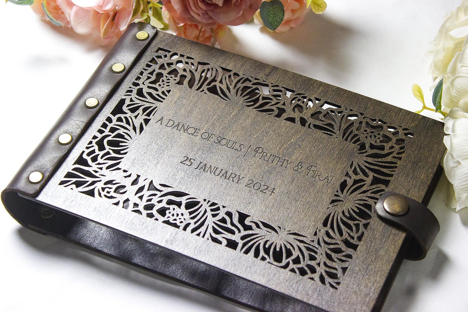 Wedding Scrapbook, Personalized Photo Album, Wooden Our Adventure Book, Wedding Gift for Couple, Travel Memory Album