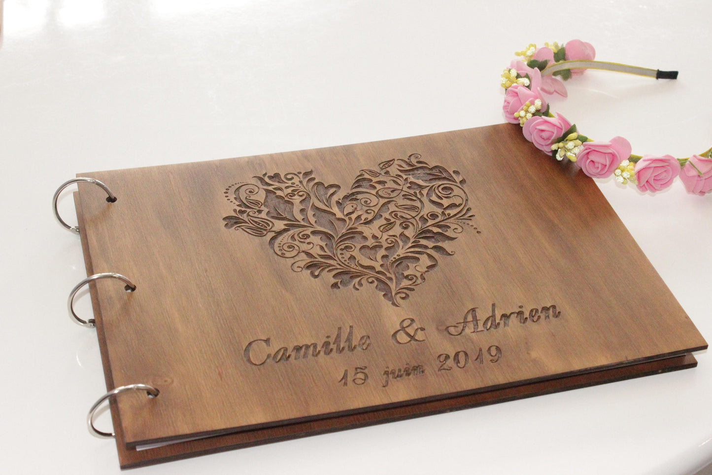 Personalized Wooden Wedding Guest Book: Custom Anniversary Keepsake