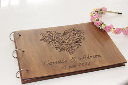 Personalized Wooden Wedding Guest Book: Custom Anniversary Keepsake