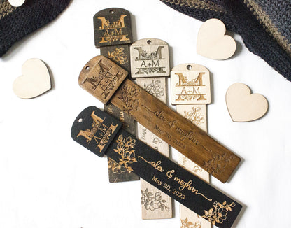 Personalized Wooden Guest Bookmark, Wedding Favor Gift, Engraved Bookmark Gift for Guest, Custom Wooden Bookmarks in Bulk Guest Gift