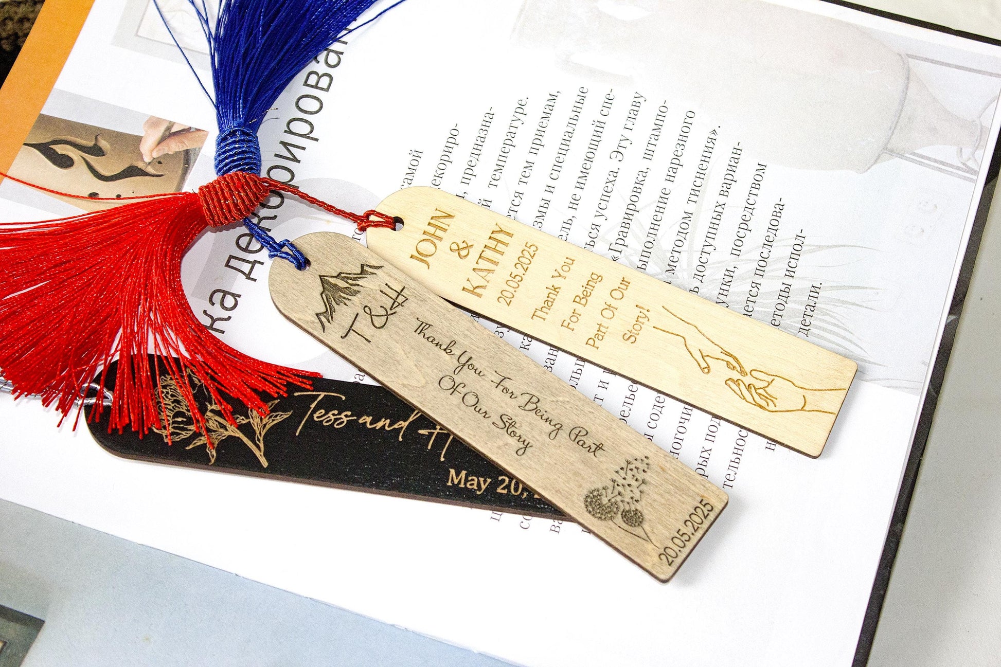 Wedding Bookmark Favors, Personalized Bookmark Favor Gift, Wooden Place Cards, Bridal Shower Keepsakes, Gift for Guest