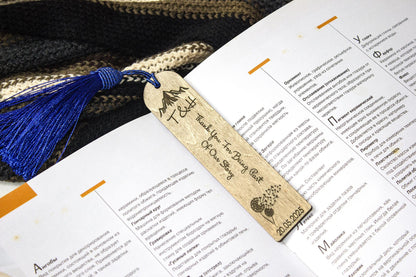 Custom Wooden Bookmarks in Bulk, Black Personalized Floral Bookmark, Personalized Wedding Guest Favor Gift, Engraved Bookmark