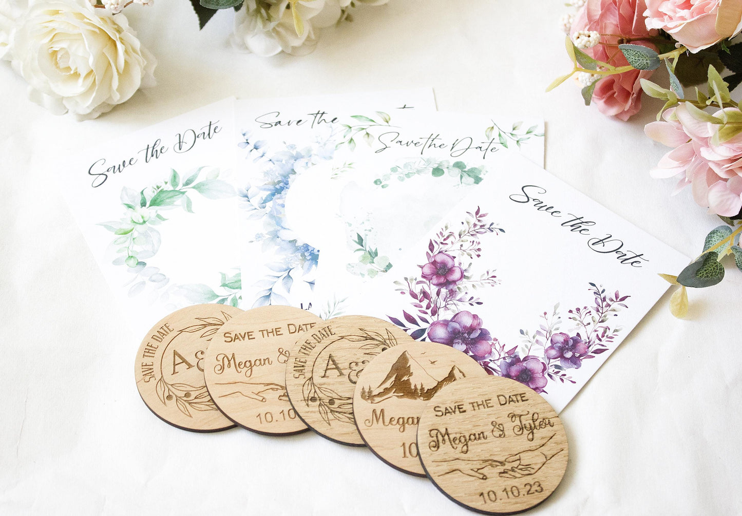 Personalized Save the Date Magnet, Wooden Wedding Invitation, Rustic Eco-Friendly Wedding Favor, Custom Magnet With Logo