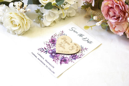 Botanical Wooden Save the Date Magnet: Mountain Wedding Favor