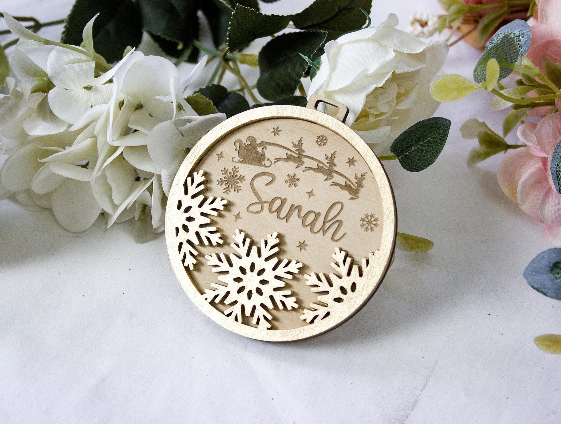 Personalized Christmas Baubles, Wooden Tree Ornament, Custom Xmas tree Decor, Wood Laser Cut Name Bauble, Christmas Tree Name Ornament