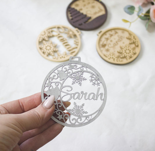 Custom Wooden Christmas Ornament, Personalized Holiday Keepsake, Rustic Xmas Tree Decoration Gift, Christmas tags with name