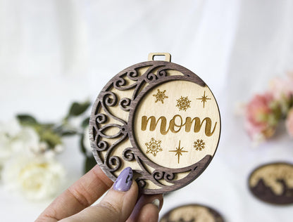 Wooden Tree Ornament, Personalized Christmas Baubles, Custom Xmas tree Decor, Wood Laser Cut Name Bauble, Christmas Tree Name Ornament