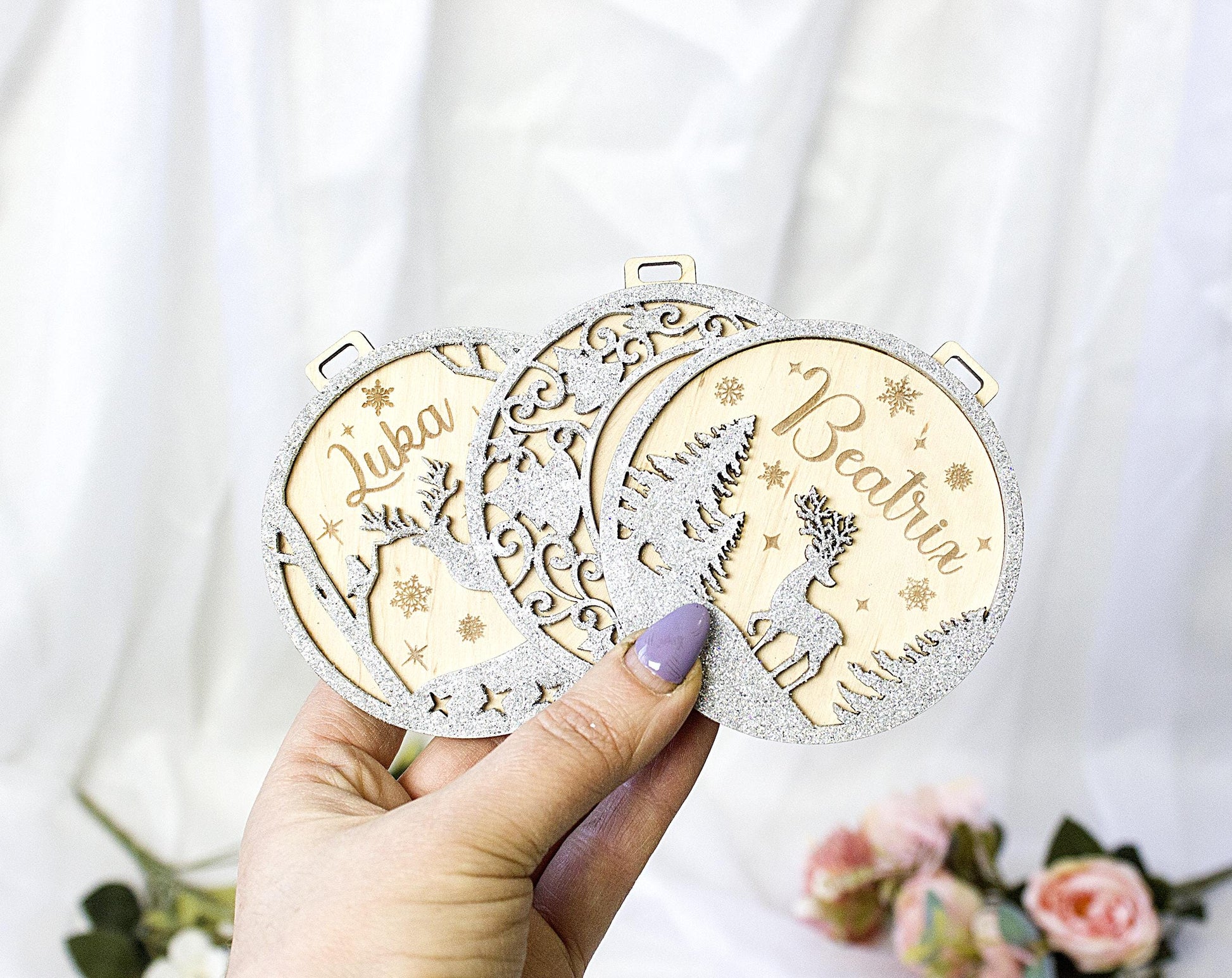 Personalized Christmas Baubles, Wooden Tree Ornament, Custom Xmas tree Decor, Wood Laser Cut Name Bauble, Christmas Tree Name Ornament
