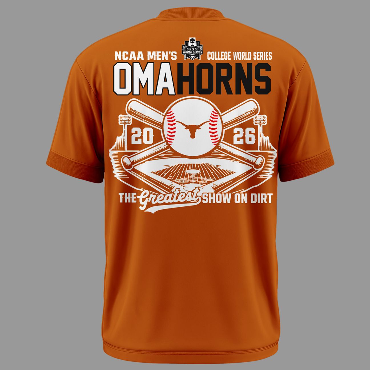 1.Texas Longhorns 2026 NCAA Baseball Men's College World Series Omahorns Organe T-Shirt