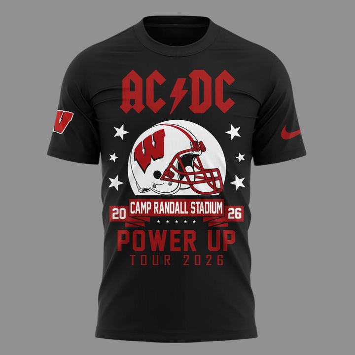Limited Edition AC/DC x Wisconsin Badgers Football - Power Up Tour 2026 T-Shirt