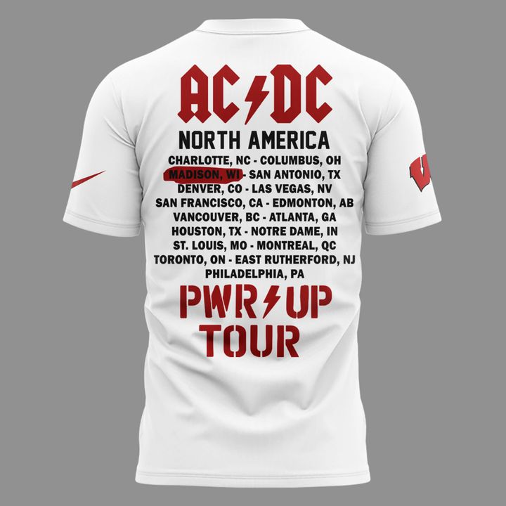 Exclusive Tshirt AC/DC x Wisconsin Badgers Football - Power Up Tour 2026 T-Shirt