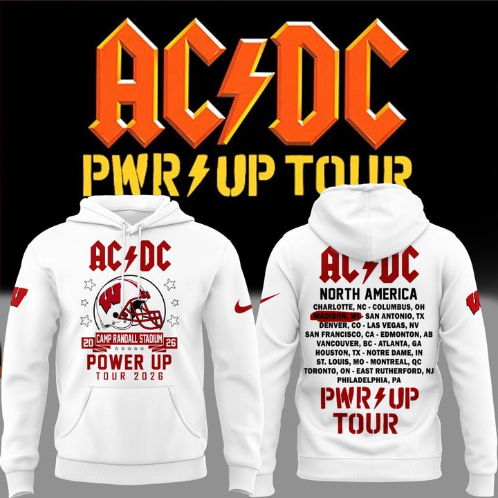 Perfect Hoodie AC/DC x Wisconsin Badgers Football - Power Up Tour 2026 Hoodie