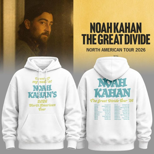 Exclusive Version "I went off my meds at" Noah Kahan The Great Divide Tour White Hoodie