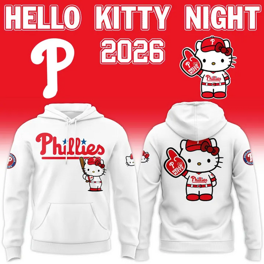 Philadelphia Phillies 2026 Hello Kitty Night Hoodie-White