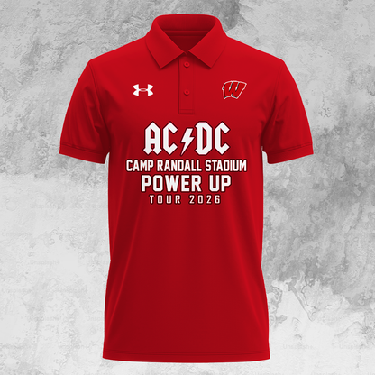 02.34. Exclusive Polo AC/DC x Wisconsin Badgers Football - Power Up Tour 2026 Polo Shirt