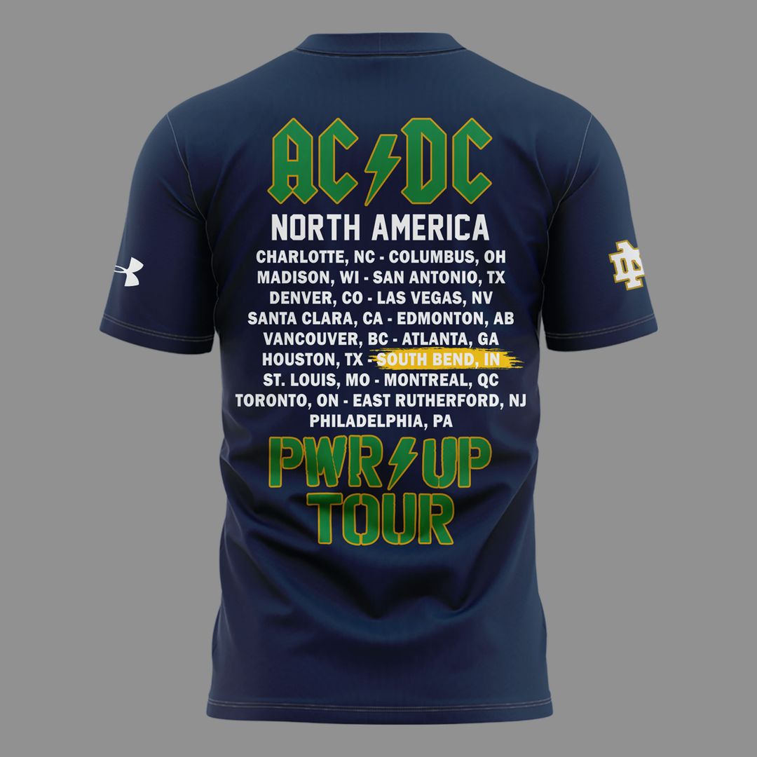 001. New Shirt AC/DC x Notre Dame Football - Power Up Tour 2026 T-Shirt