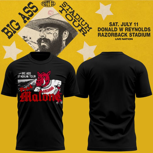 Post Malone x Arkansas Razorbacks - Limited Edition Big Ass Stadium Tour At Razorback Stadium Shirt 4