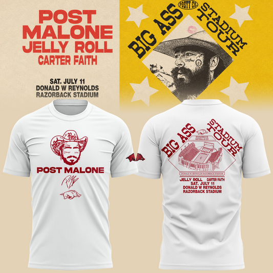 Post Malone x Arkansas Razorbacks - Limited Edition Big Ass Stadium Tour At Razorback Stadium Shirt 3