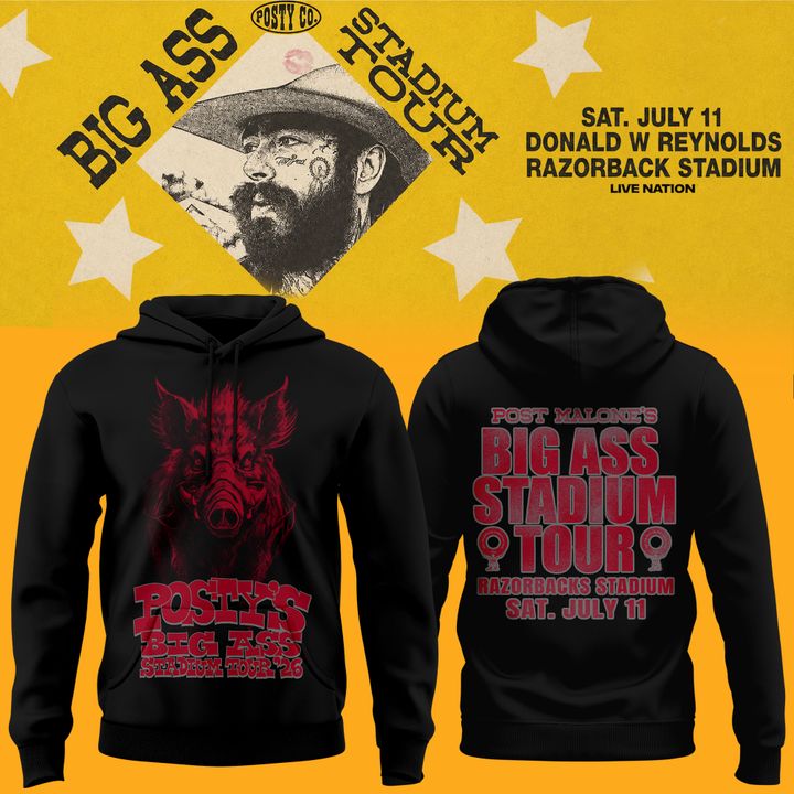 Post Malone x Arkansas Razorbacks - Limited Edition Big Ass Stadium Tour At Razorback Stadium Hoodie 8