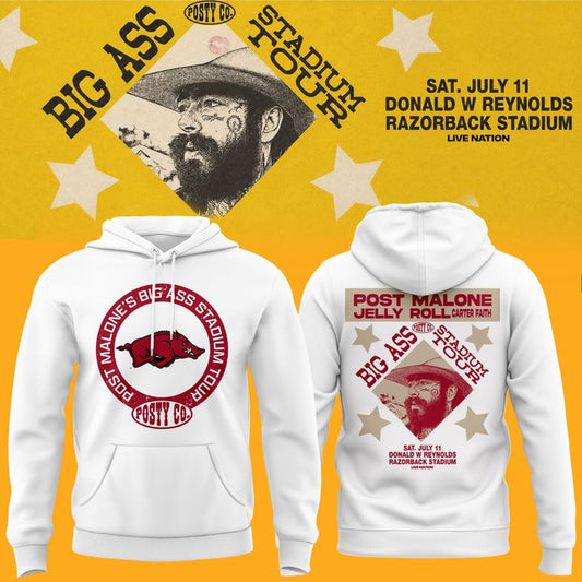 Post Malone x Arkansas Razorbacks - Limited Edition Big Ass Stadium Tour At Razorback Stadium Hoodie 7