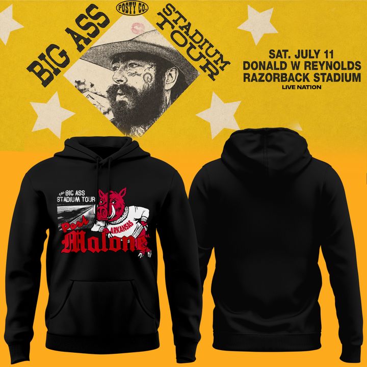 Post Malone x Arkansas Razorbacks - Limited Edition Big Ass Stadium Tour At Razorback Stadium Hoodie 3