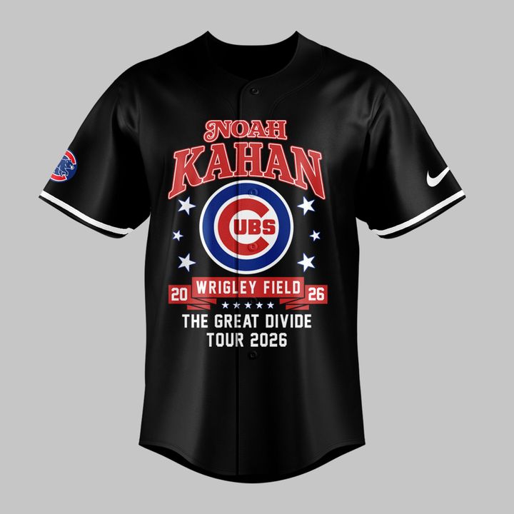 Black Jersey Noah Kahan x Chicago Cubs - Wrigley Field Event Jersey - The Great Divide Tour 2026 Baseball Jersey