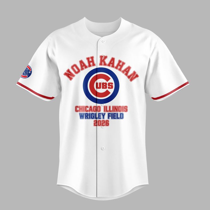 White Jersey Noah Kahan x Chicago Cubs - The Great Divide Tour 2026 Baseball Jersey