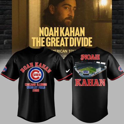 New Black Jersey Noah Kahan x Chicago Cubs - The Great Divide Tour 2026 Baseball Jersey