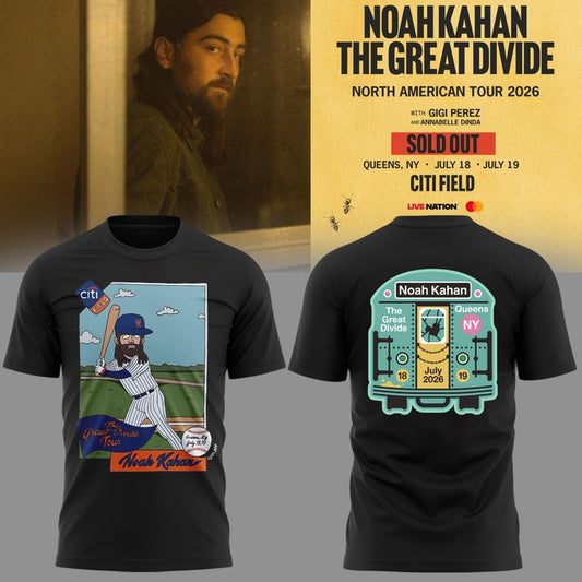 15. Perfect Black Shirt Noah Kahan x New York Mets - The Great Divide Tour 2026 T-Shirt