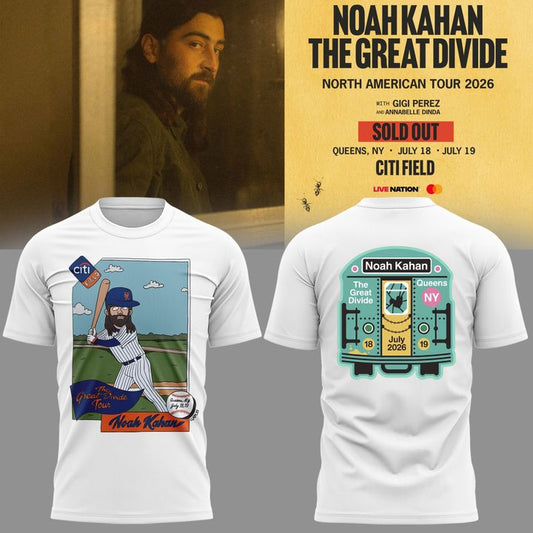 18. White Shirt 2026 Noah Kahan x New York Mets - The Great Divide Tour 2026 T-Shirt
