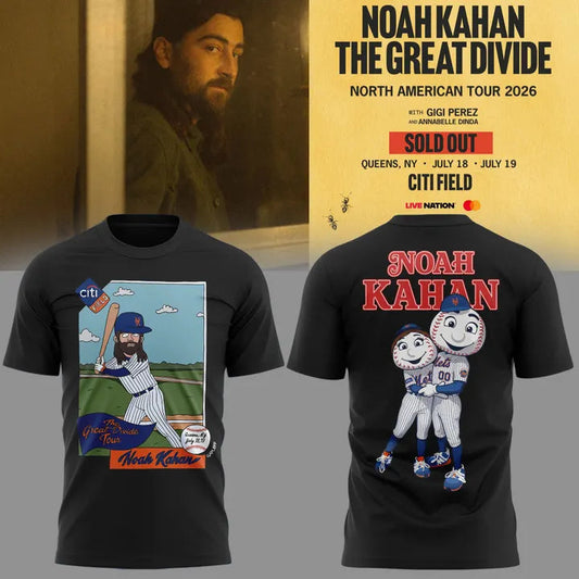 24. Exclusive Black Shirt Noah Kahan x New York Mets - The Great Divide Tour 2026 T-Shirt