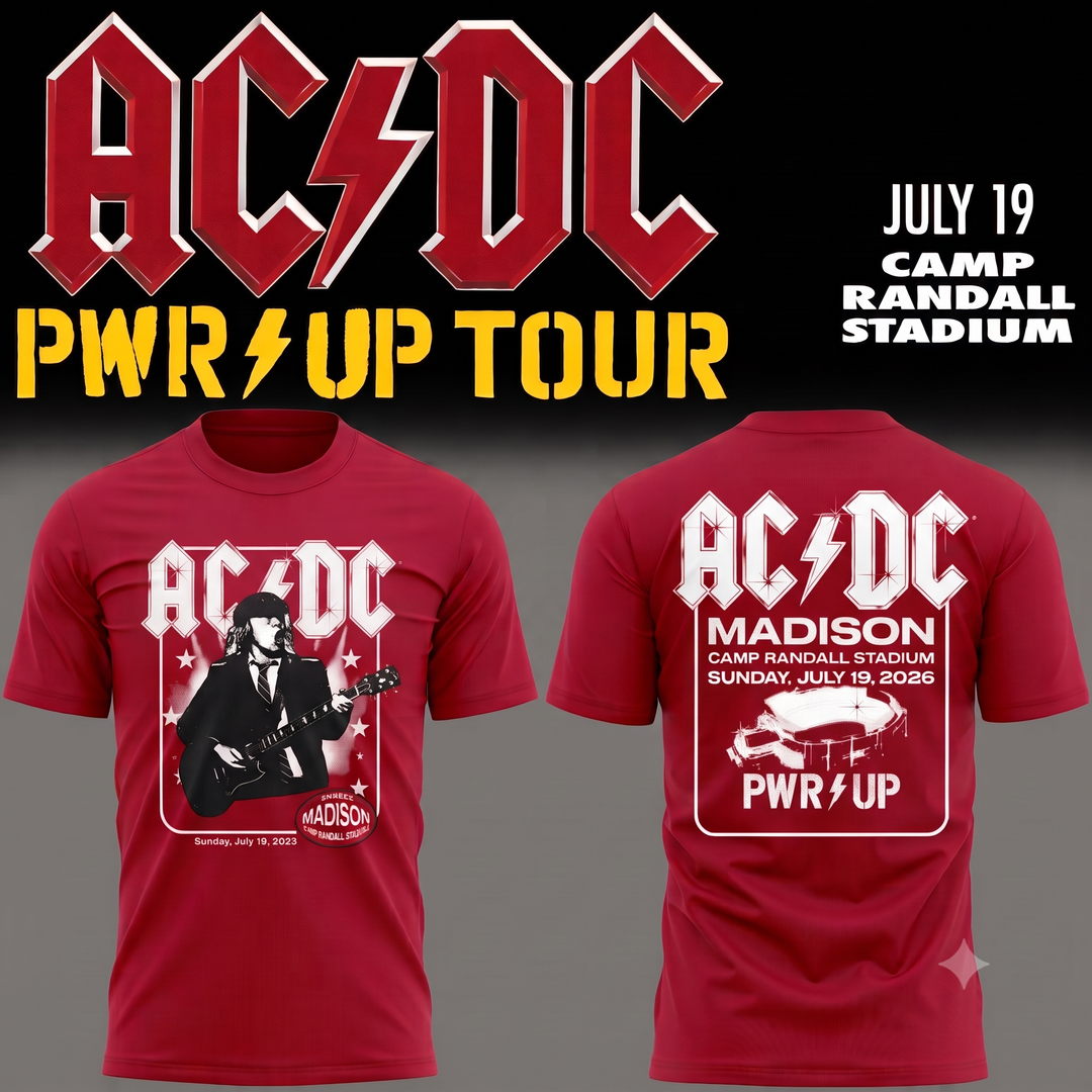 02.00. Tshirt AC/DC PWR Up Tour Madison Wisconsin - Exclusive Event Tee At Camp Randall Stadium T-Shirt