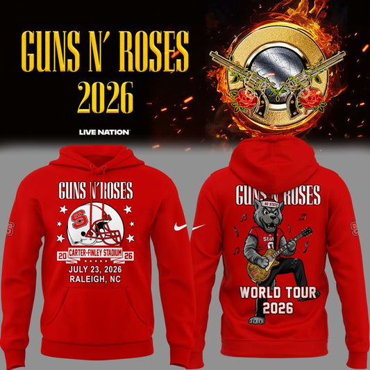 09. New Hoodie Guns N' Roses x NC State Football - World Tour 2026 Hoodie