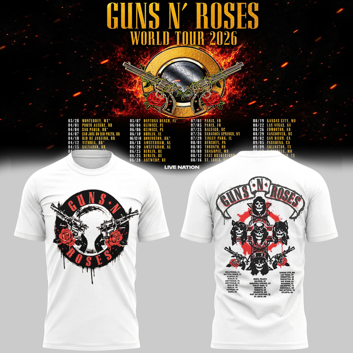 10. White Shirt Guns N' Roses - World Tour 2026 T-Shirt