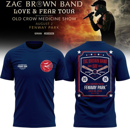 1. Zac Brown Band x Boston Red Sox Fenway Park - Love & Fear Tour Navy Tee