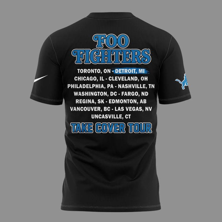 02.06. Black Shirt Foo Fighters x Detroit Lions - TAKE COVER TOUR 2026 T-Shirt