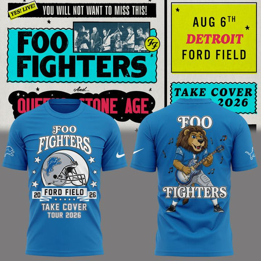 02.16. Limited Edition Foo Fighters x Detroit Lions - TAKE COVER TOUR 2026 T-Shirt