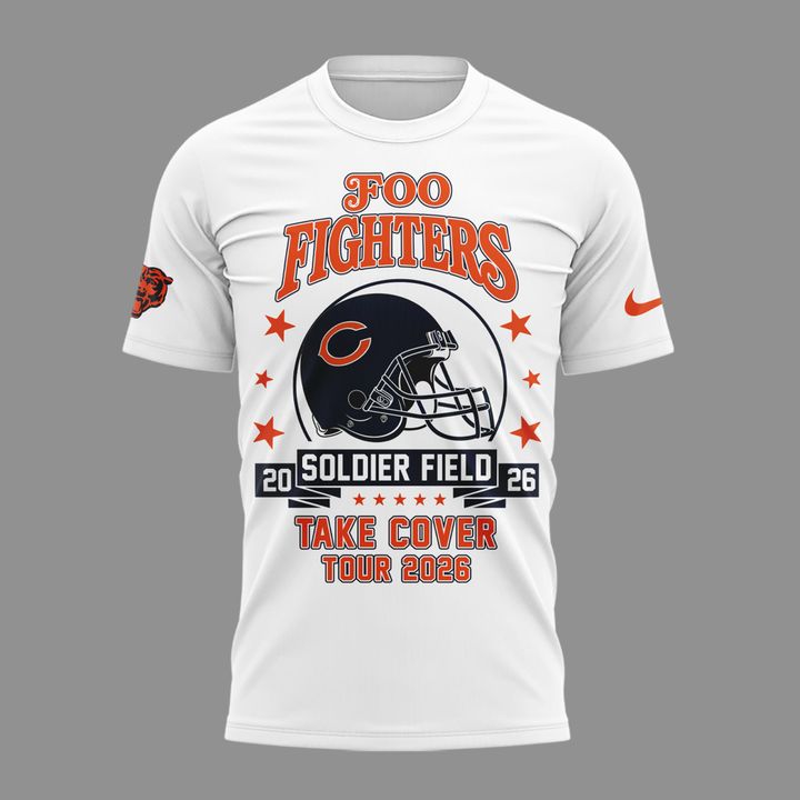 13.06. White Shirt Foo Fighters x Chicago Bears - Take Cover Tour 2026 T-Shirt