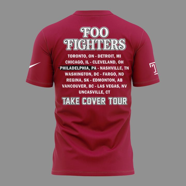 01. Newest Shirt Foo Fighters x Temple Football - Take Cover Tour 2026 T-Shirt