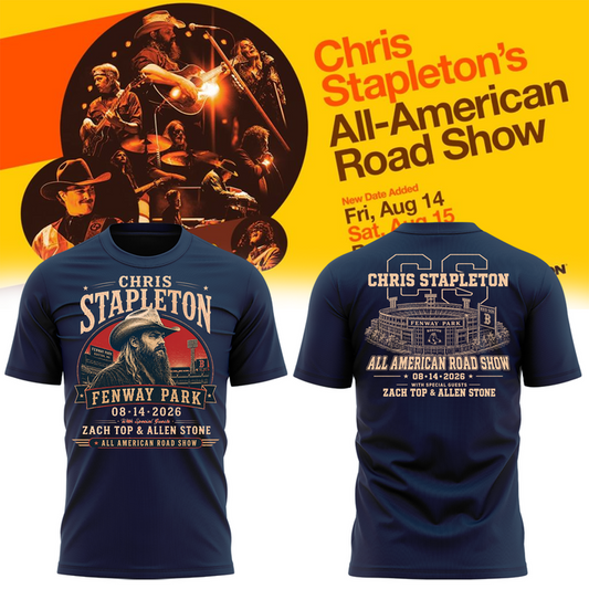 2. Limited Edition Chris Stapleton x Fenway Park – All-American Road Show 2026 T-Shirt