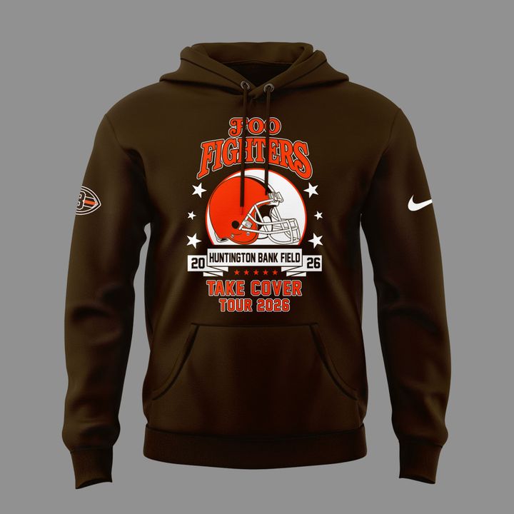 02.45. New Hoodie Foo Fighters x Cleveland Browns - Take Cover Tour 2026 Hoodie