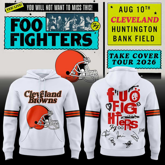 02.68. Limited Edition Foo Fighters x Cleveland Browns Mascots - Take Cover Tour 2026 Hoodie