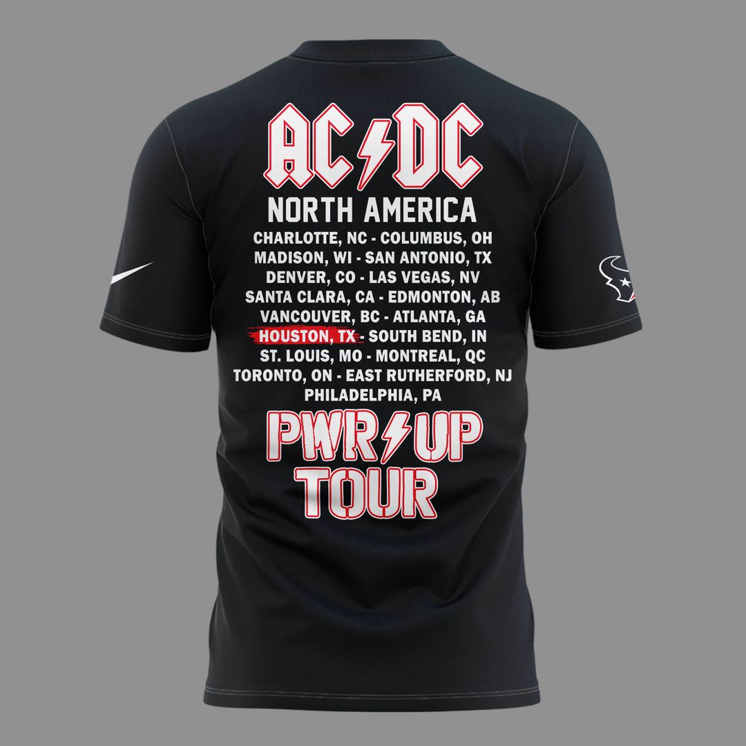 001.12. New Black Shirt AC/DC x Houston Texas - Power Up Tour 2026 T-Shirt