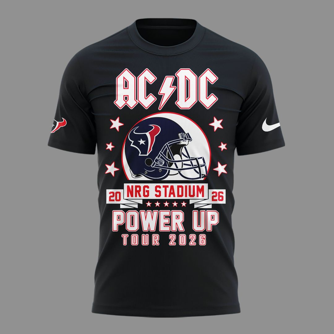 001.12. New Black Shirt AC/DC x Houston Texas - Power Up Tour 2026 T-Shirt