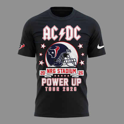001.12. New Black Shirt AC/DC x Houston Texas - Power Up Tour 2026 T-Shirt