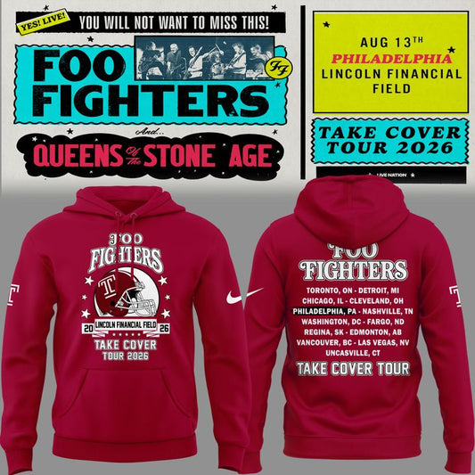02.45. Special 2026 Foo Fighters x Temple Football - Take Cover Tour 2026 Hoodie