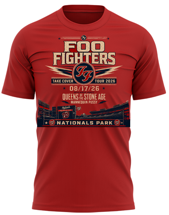 1. Limited Edition Foo Fighters x Nationals Park – Take Cover Tour 2026 T-Shirt