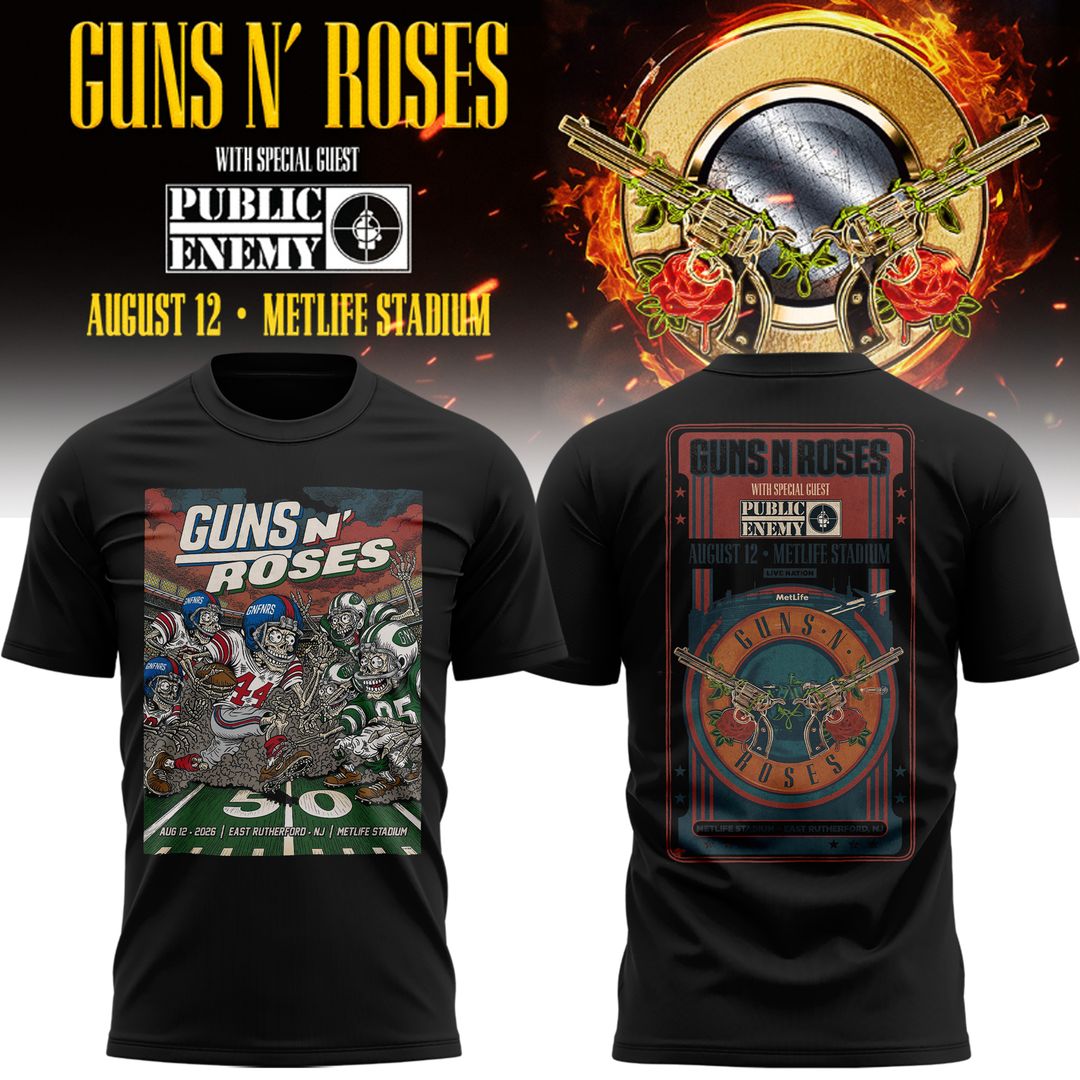 Guns N’ Roses World Tour 2026 x MetLife Stadium August 12, 2026 Black Tee